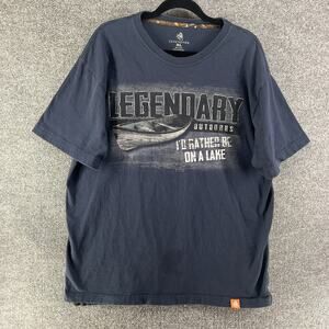 Legendary Whitetails Shirt Mens XL Blue Fishing Tshirt Rather Be At The Lake